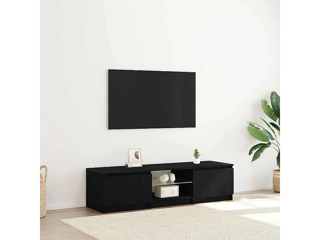 Meuble TV Noir 140 x 40 x 35.5 cm Bois d'ingénierie