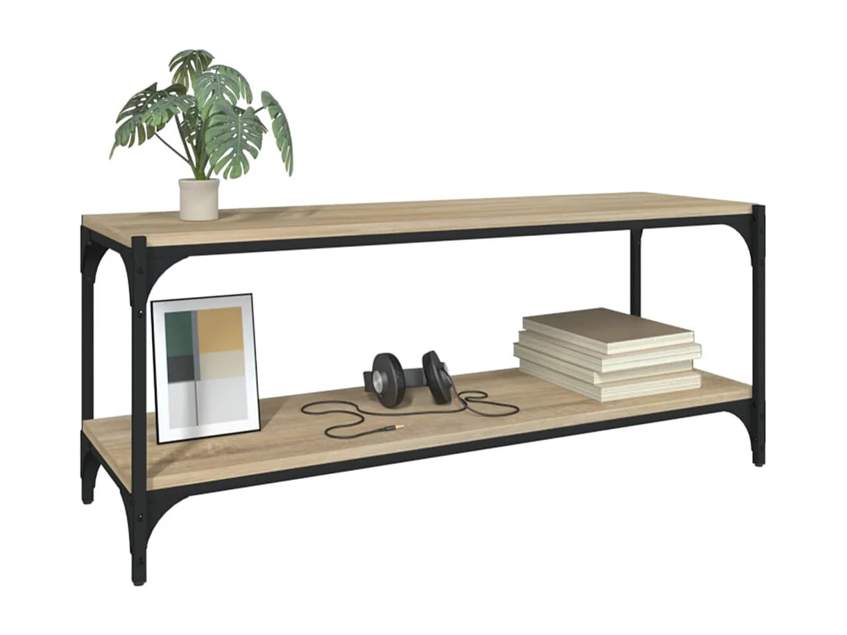 Meuble TV Chêne sonoma 100x33x41 cm Bois d'ingénierie et acier