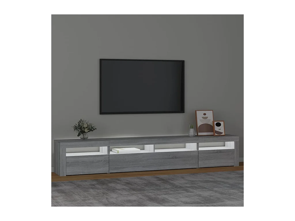 Meuble TV avec lumières LED Sonoma gris 240x35x40 cm