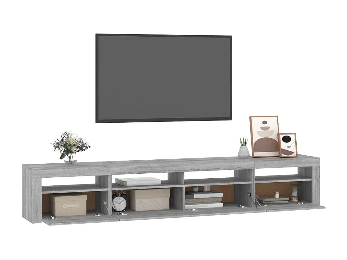 Meuble TV avec lumières LED Sonoma gris 240x35x40 cm
