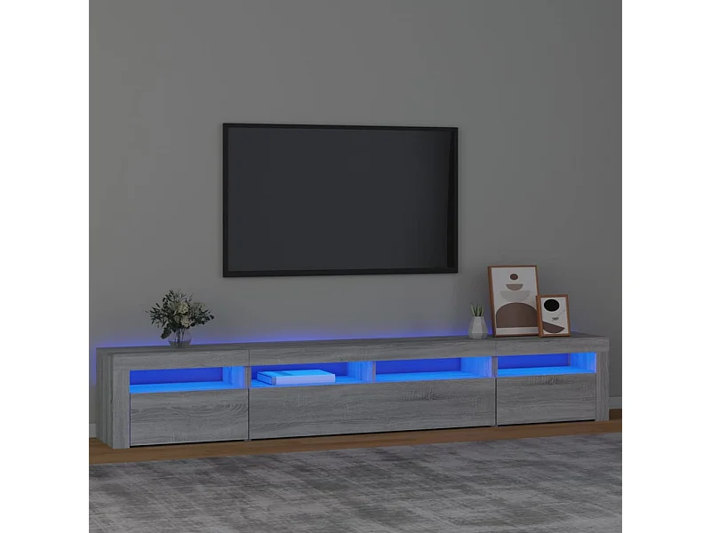 Meuble TV avec lumières LED Sonoma gris 240x35x40 cm