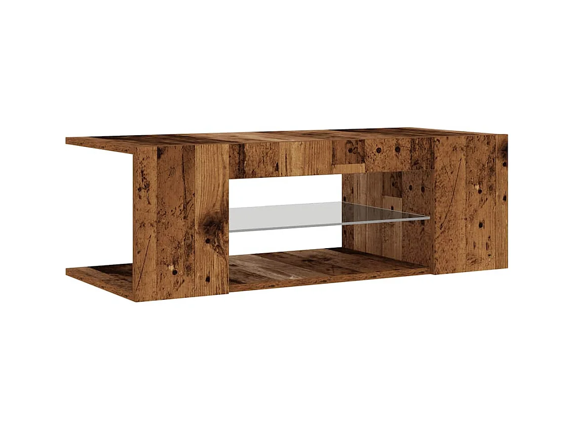 Meuble TV avec lumières LED vieux bois bois d'ingénierie