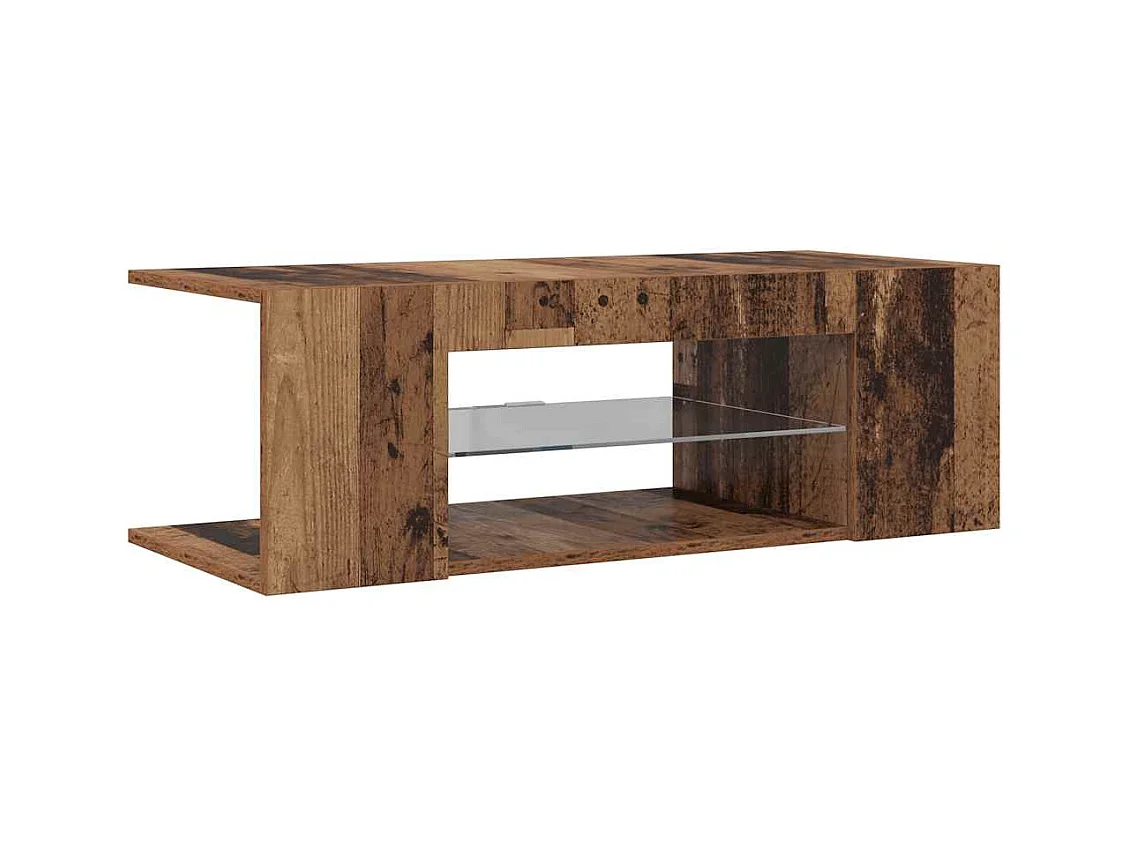 Meuble TV avec lumières LED vieux bois bois d'ingénierie