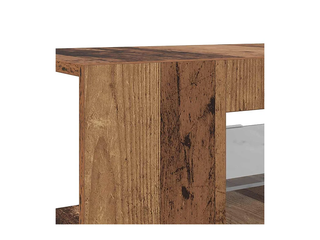 Meuble TV avec lumières LED vieux bois bois d'ingénierie