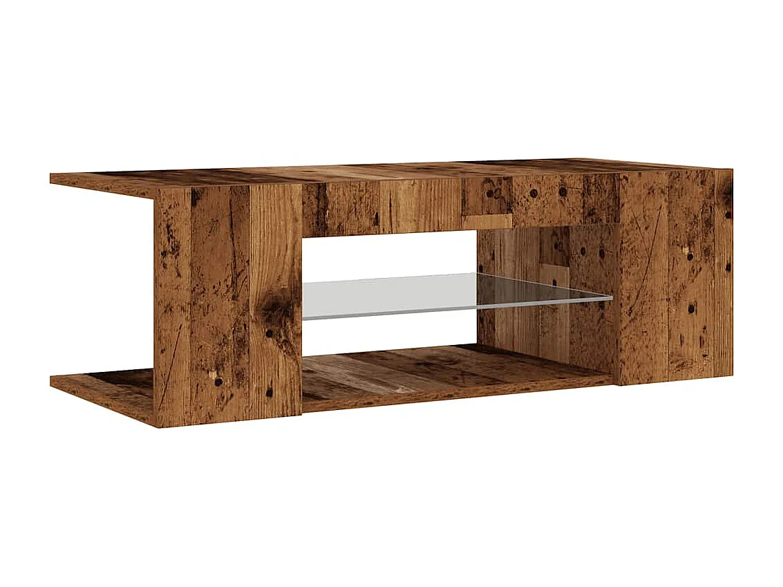 Meuble TV avec lumières LED vieux bois bois d'ingénierie