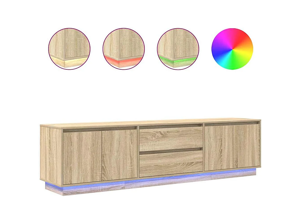TV-meubel met LED-verlichting Sonoma eiken 193,5x41x50 cm