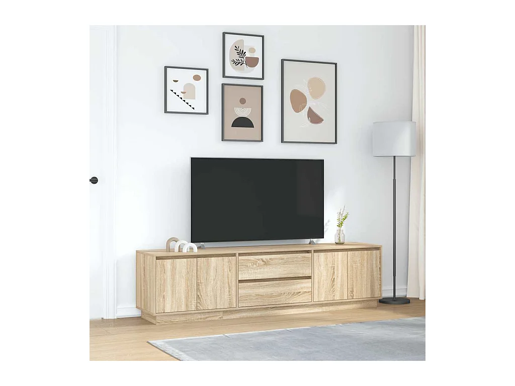 TV-meubel met LED-verlichting Sonoma eiken 193,5x41x50 cm