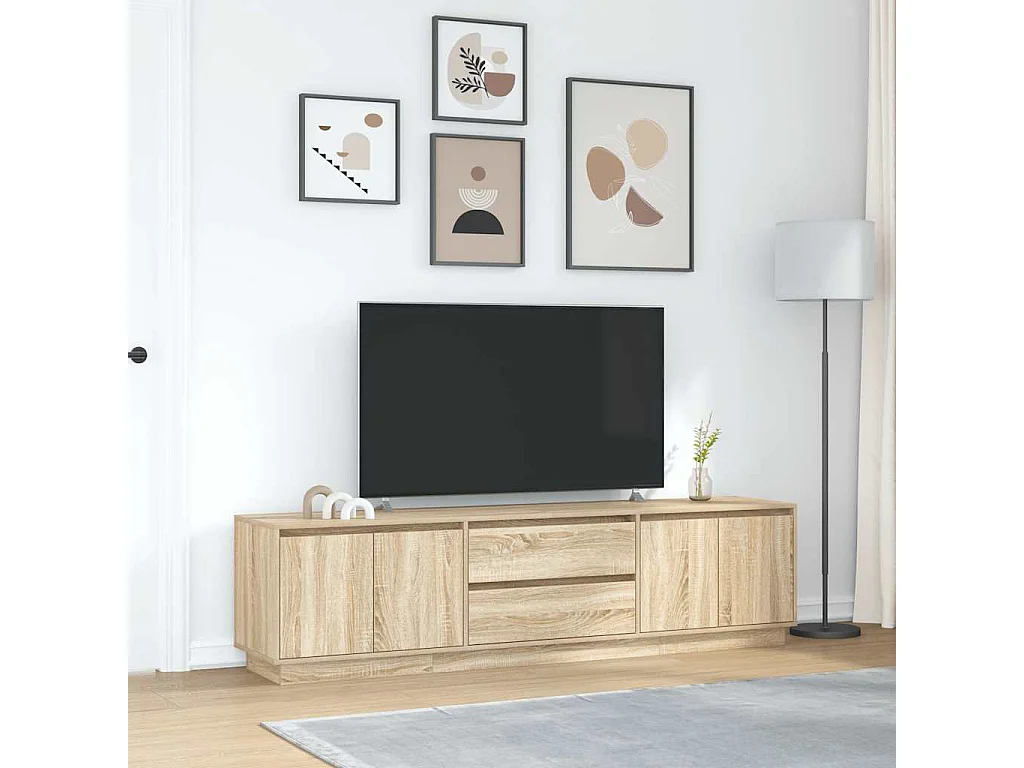 Meuble TV avec lumières LED chêne sonoma 193,5x41x50 cm
