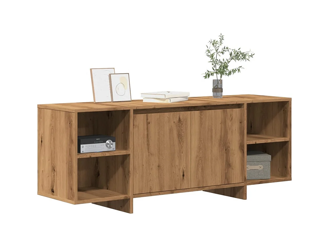 Meuble TV chêne artisanal 130x35x50 cm bois d'ingénierie