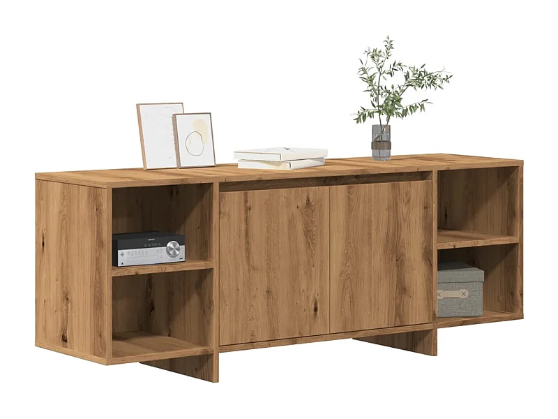 Meuble TV chêne artisanal 130x35x50 cm bois d'ingénierie