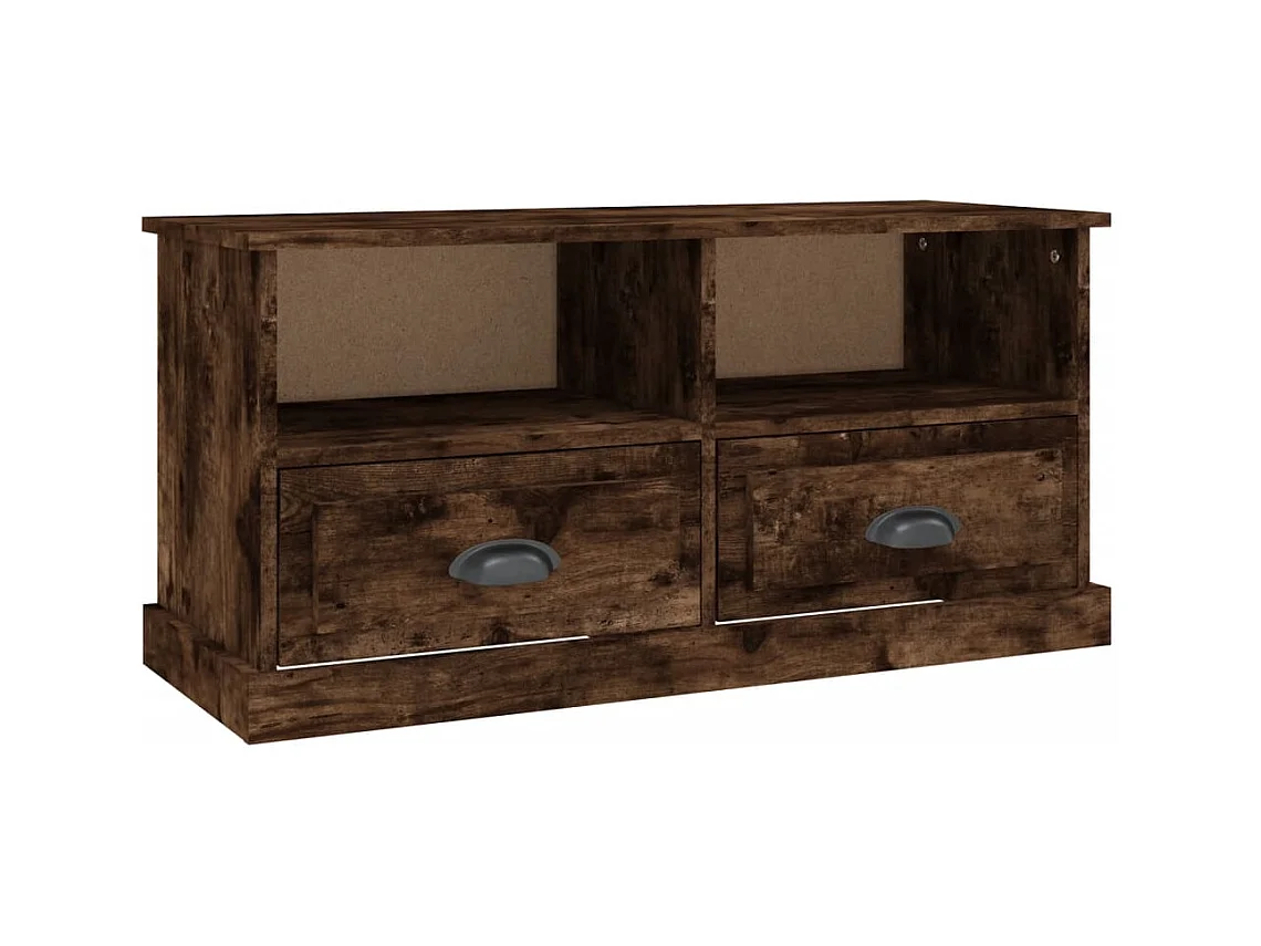 Meuble TV chêne fumé 93x35,5x45 cm bois d'ingénierie
