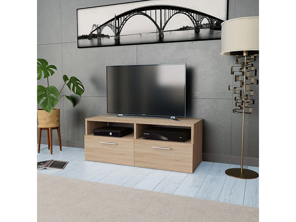 Meuble TV Bois d’ingénierie 95x35x36 cm Chêne