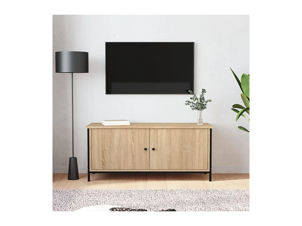 Meuble TV avec portes chêne sonoma 102x35x45 cm bois ingénierie