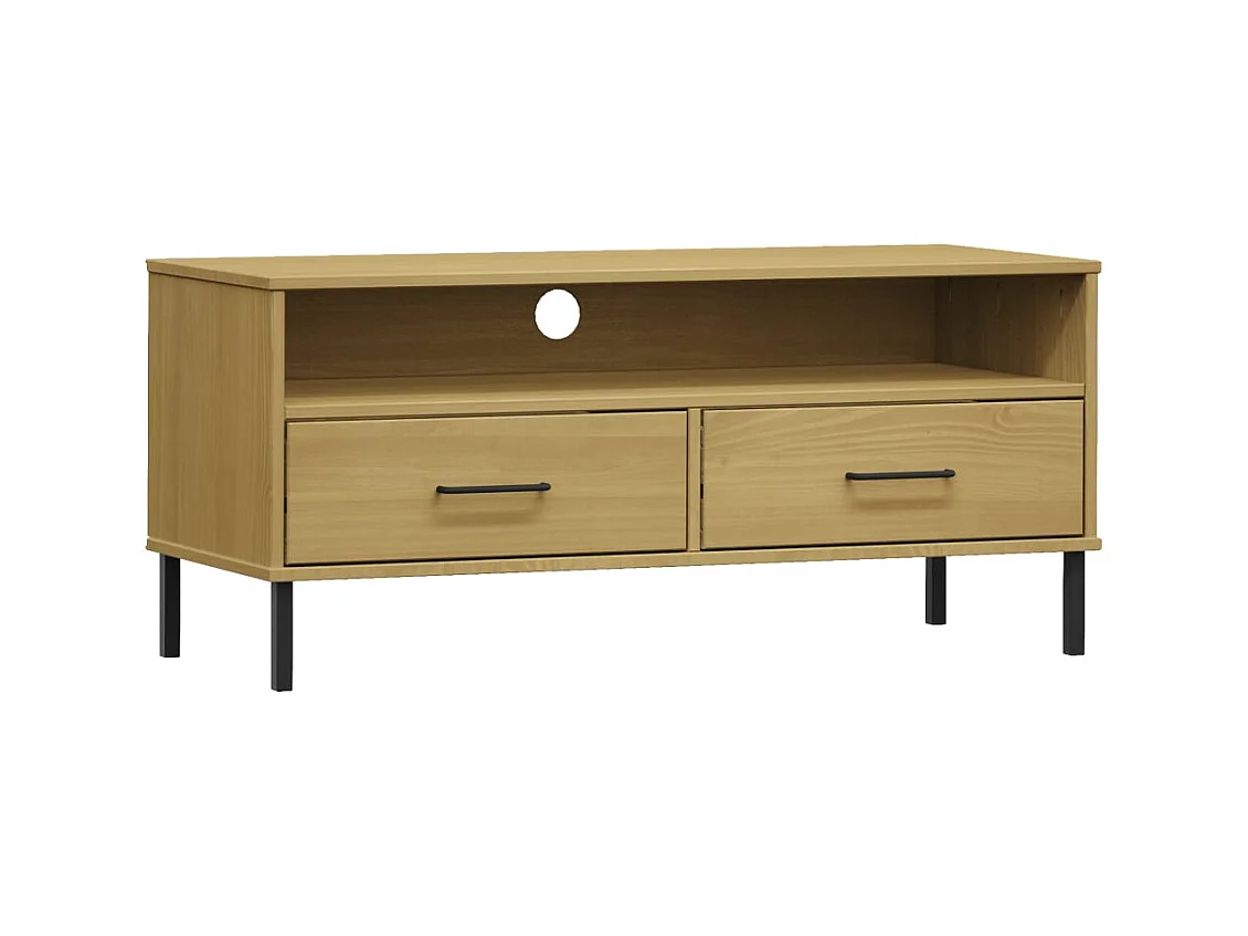 TV-meubel met metalen poten Bruin Massief grenenhout OSLO