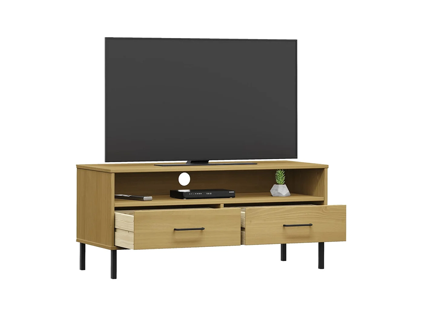 TV-meubel met metalen poten Bruin Massief grenenhout OSLO