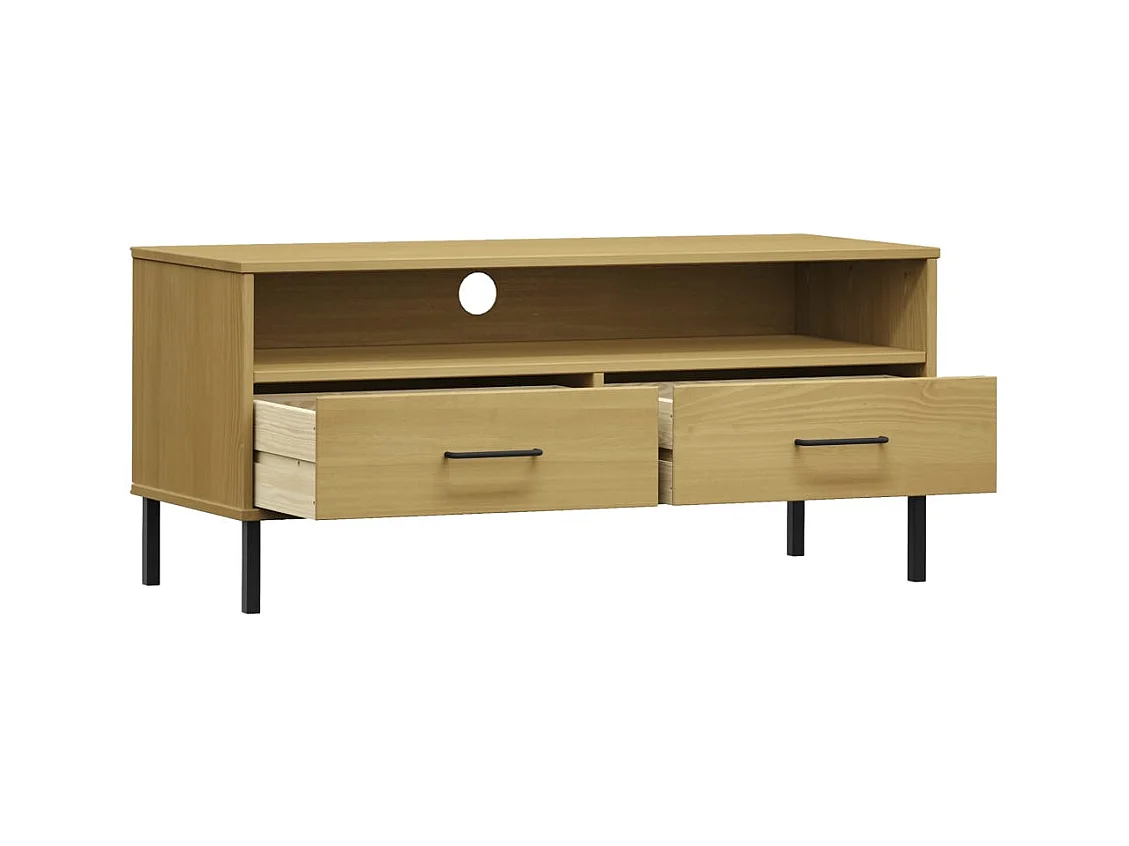 TV-meubel met metalen poten Bruin Massief grenenhout OSLO