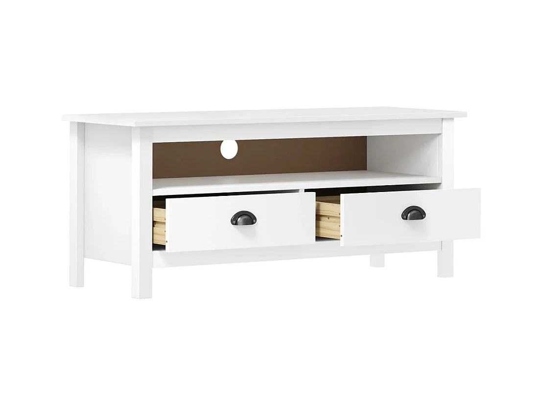 Meuble TV Hill Range Blanc 110x40x47 cm Bois de pin solide