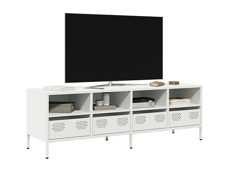 Meuble TV blanc 135x39x43,5 cm acier laminé à froid