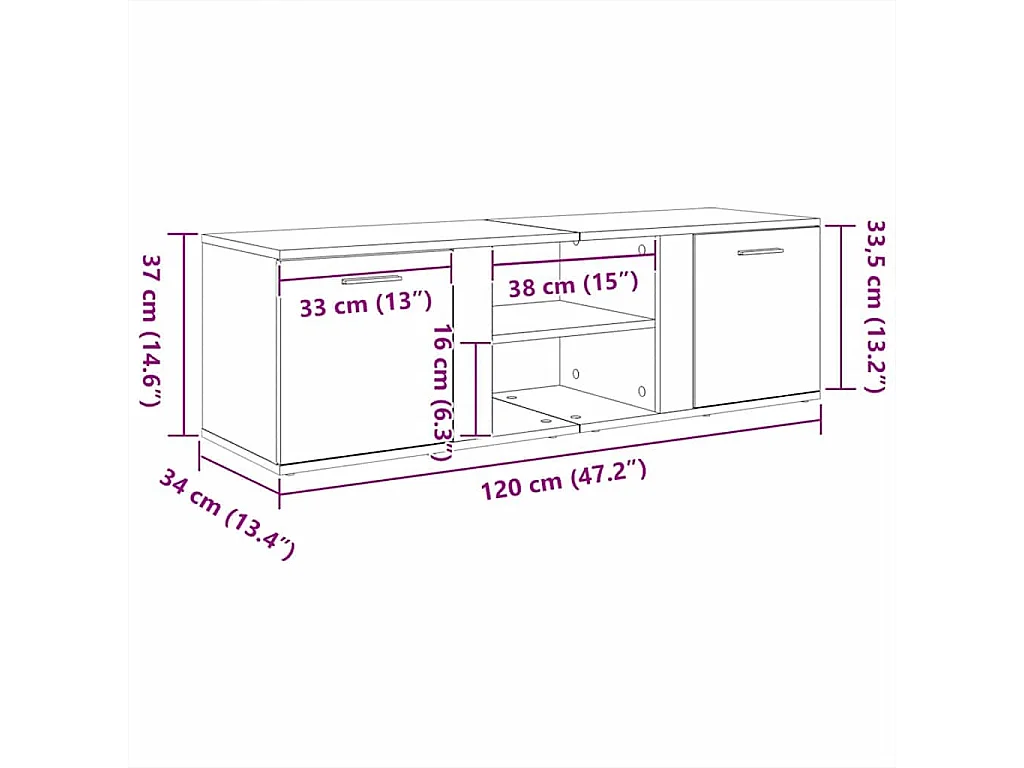 Mobile TV grigio cemento 120x34x37 cm in legno ingegnerizzato