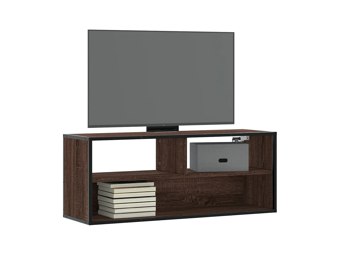 Mobile TV in rovere marrone 100x31x39,5cm in legno ingegnerizzato e metallo