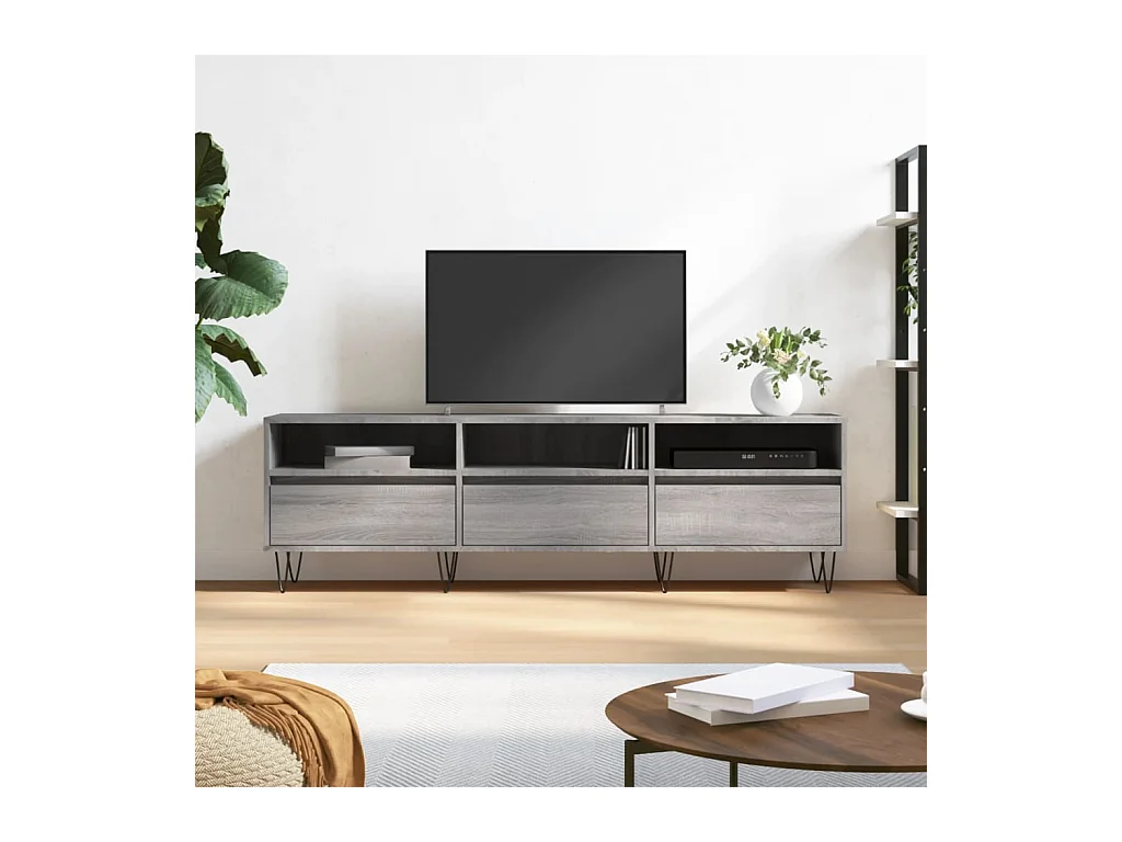 Sonoma grauer TV-Schrank 150x30x44,5 cm Holzwerkstoff
