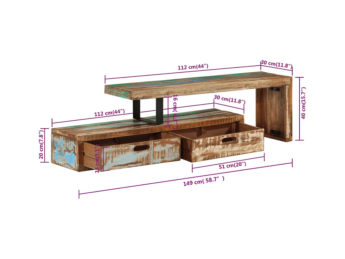 Meuble TV Bois de récupération massif