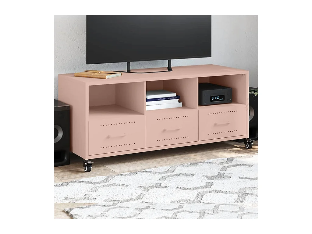 Mobile porta TV rosa 100,5x39x43,5 cm in acciaio