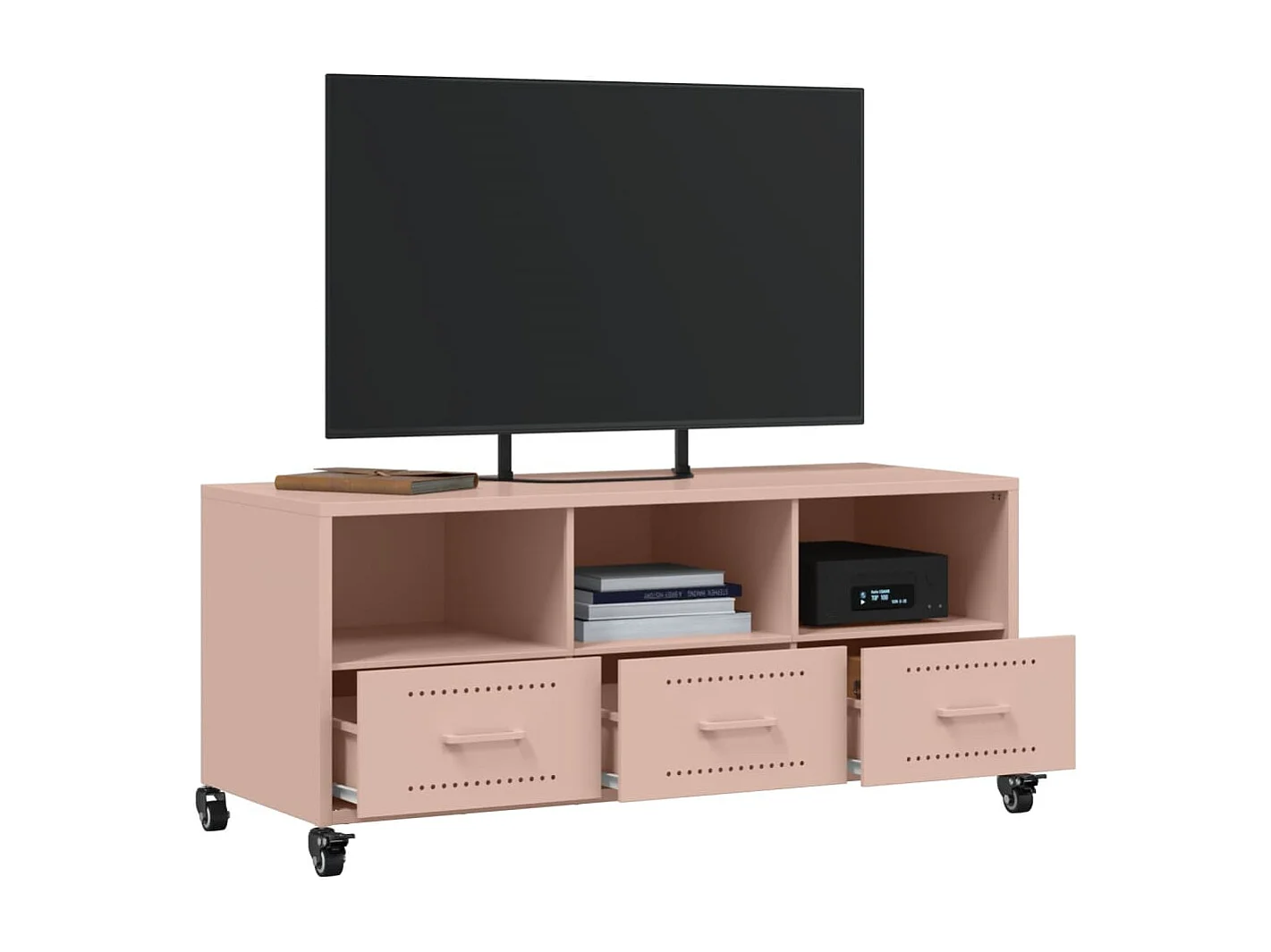 Meuble TV rose 100,5x39x43,5 cm acier
