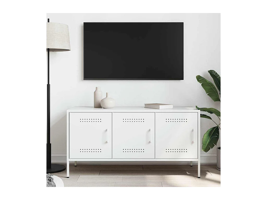 Meuble TV blanc 100,5x39x50,5 cm acier