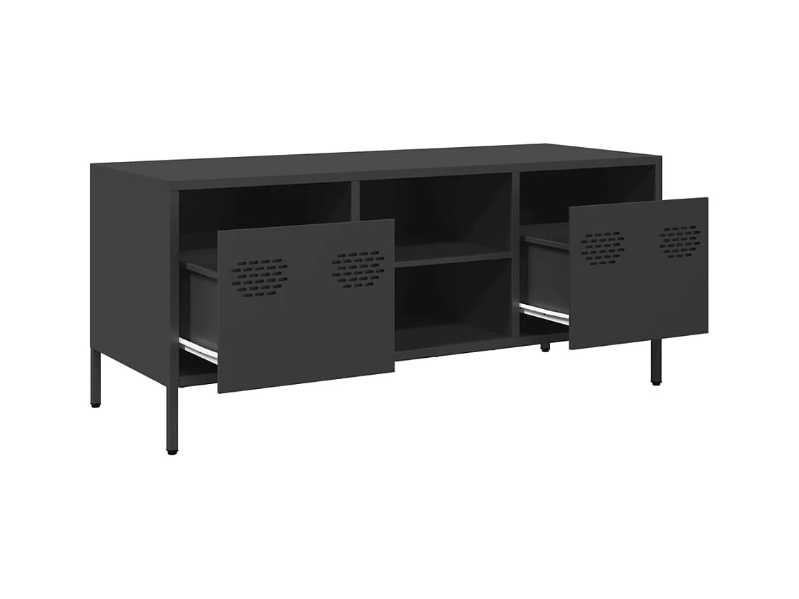 Meuble TV noir 101,5x39x43,5 cm acier laminé à froid