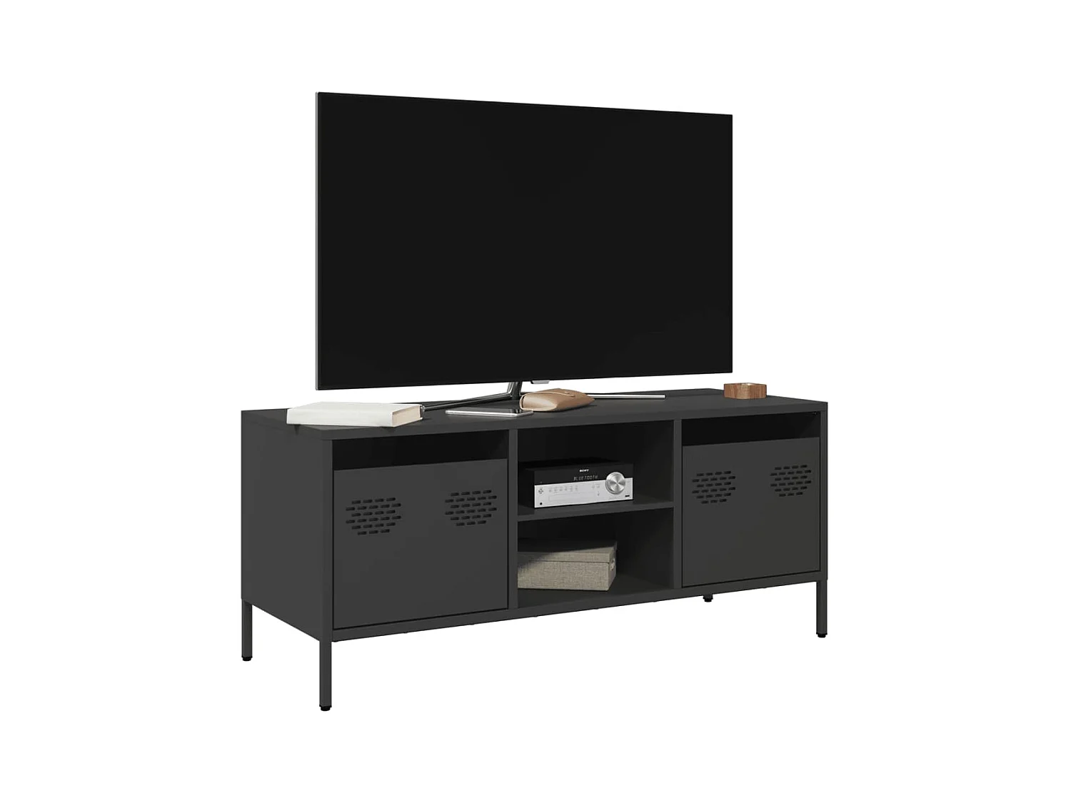 Meuble TV noir 101,5x39x43,5 cm acier laminé à froid