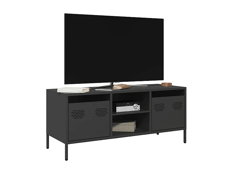 Mobile porta TV nero 101,5x39x43,5 cm in acciaio laminato a freddo