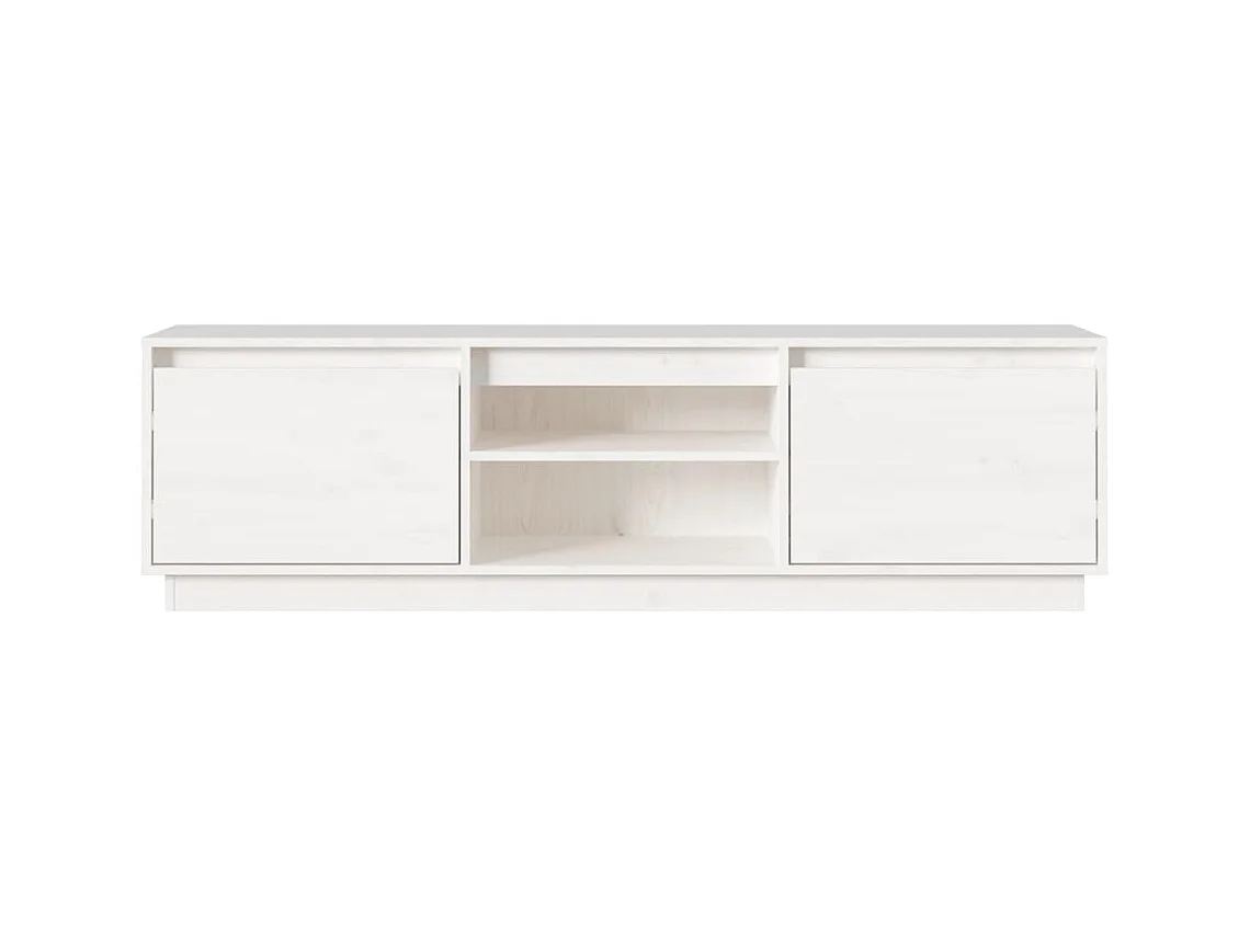 Meuble TV Blanc 140x35x40 cm Bois de pin massif