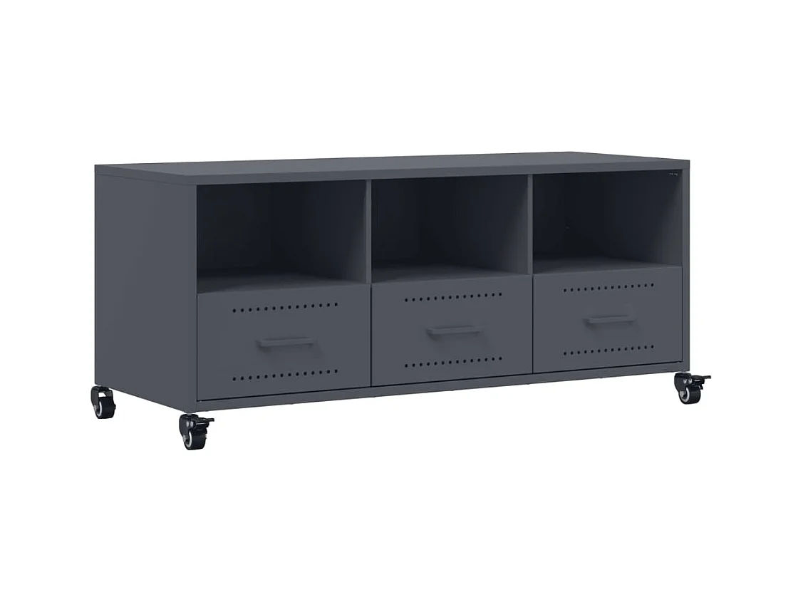 Meuble TV anthracite 100,5x39x43,5 cm acier