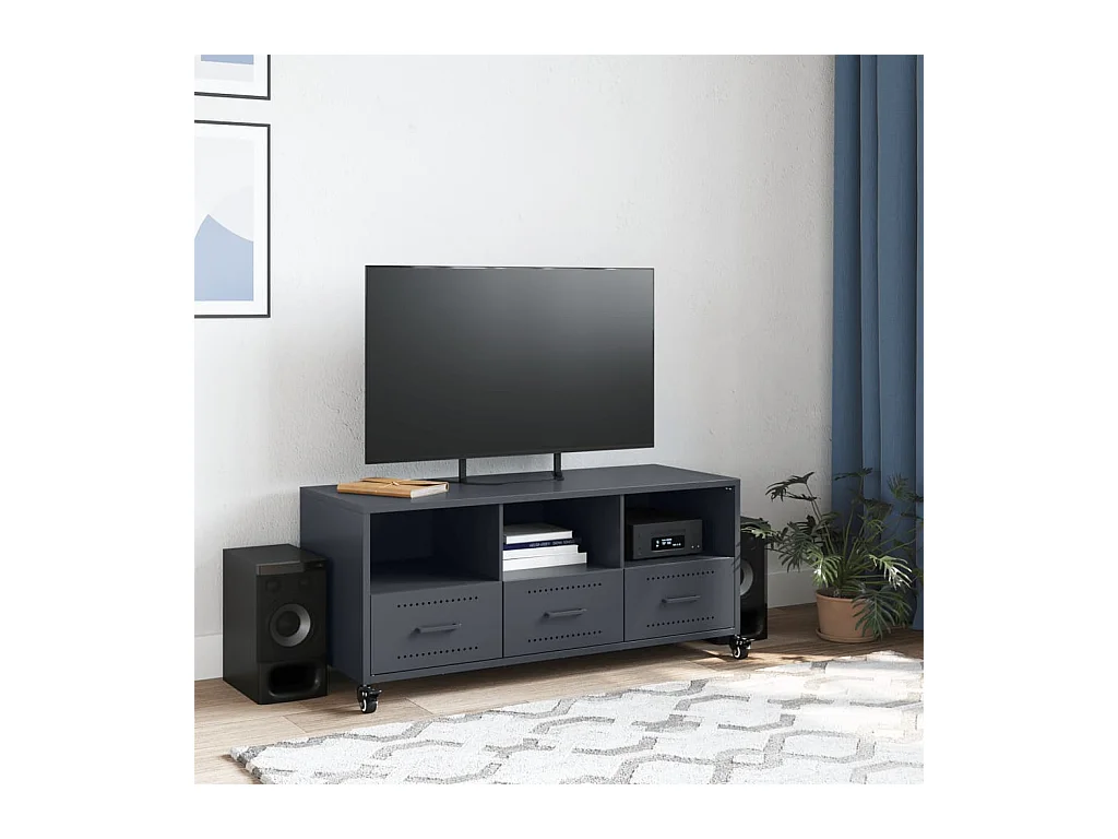 Meuble TV anthracite 100,5x39x43,5 cm acier