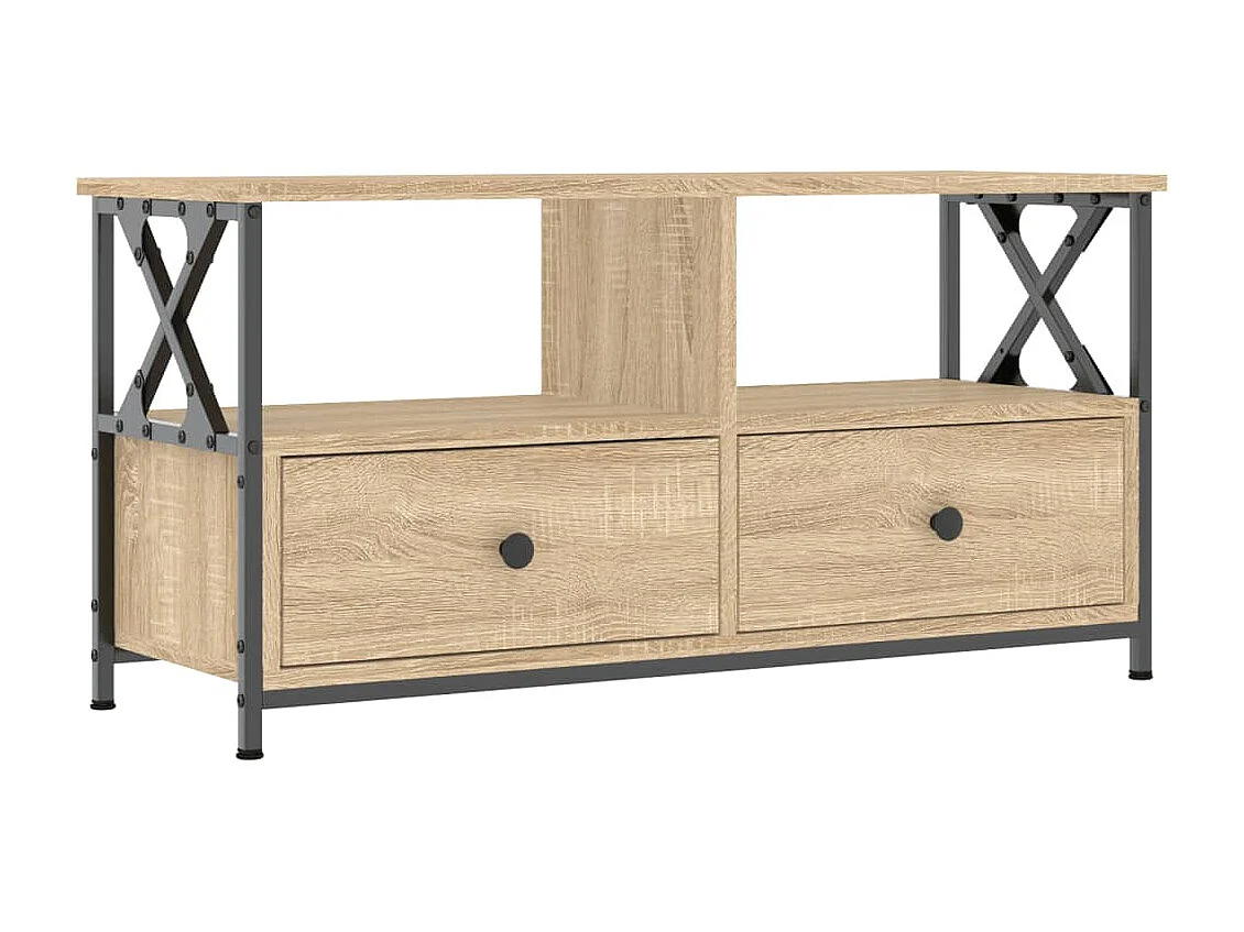 Mobile TV in rovere Sonoma 90x33x45 cm in legno ingegnerizzato e ferro