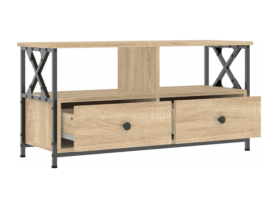 Mobile TV in rovere Sonoma 90x33x45 cm in legno ingegnerizzato e ferro