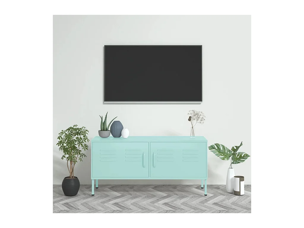 Mobile TV verde menta 105x35x50 cm in acciaio
