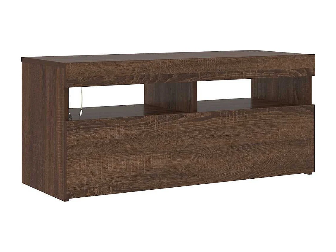 TV-Schrank mit LED-Leuchten Braune Eiche 90x35x40 cm