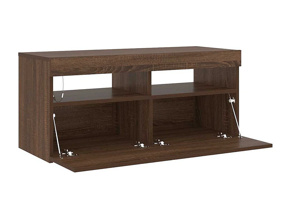 TV-Schrank mit LED-Leuchten Braune Eiche 90x35x40 cm