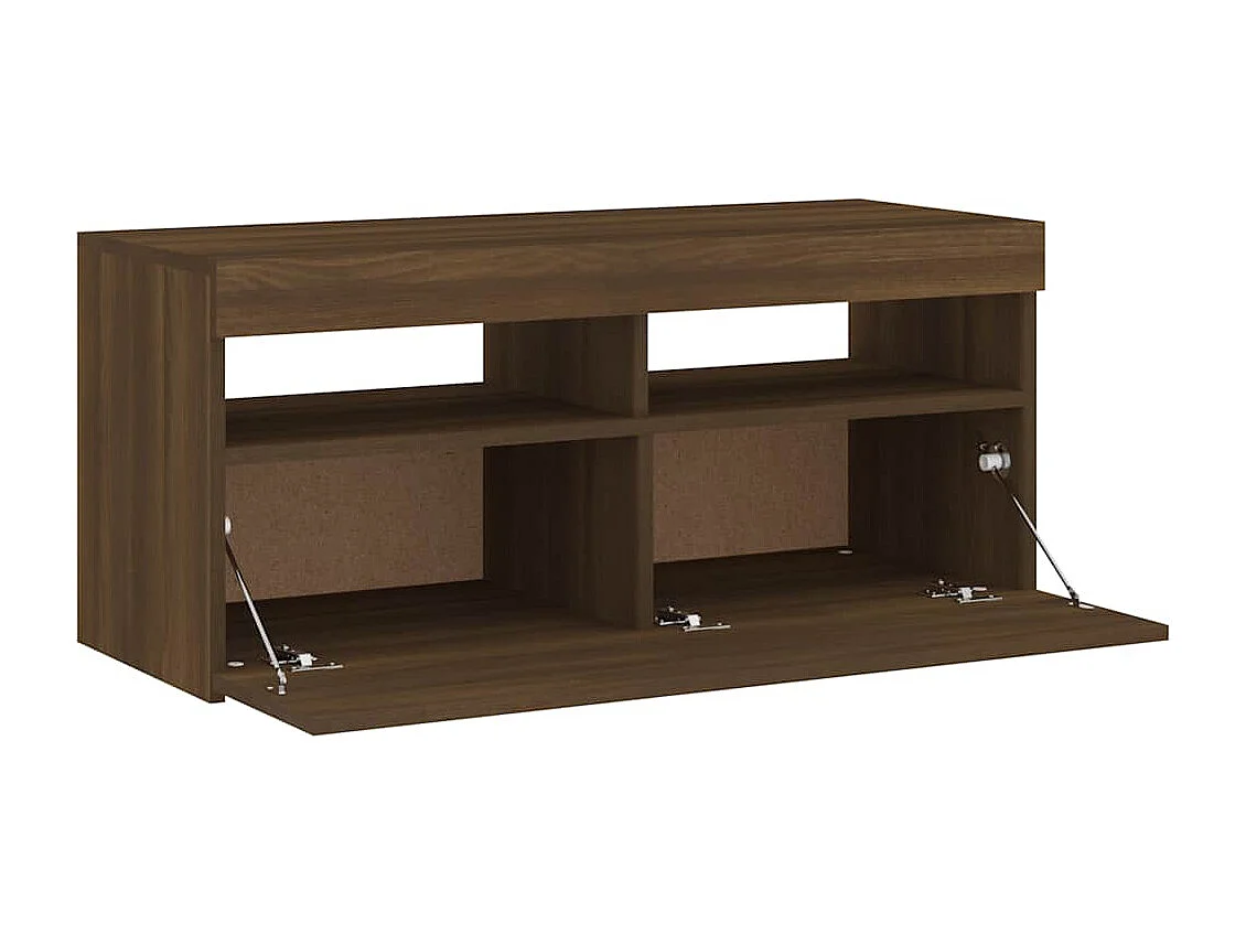 TV-Schrank mit LED-Leuchten Braune Eiche 90x35x40 cm