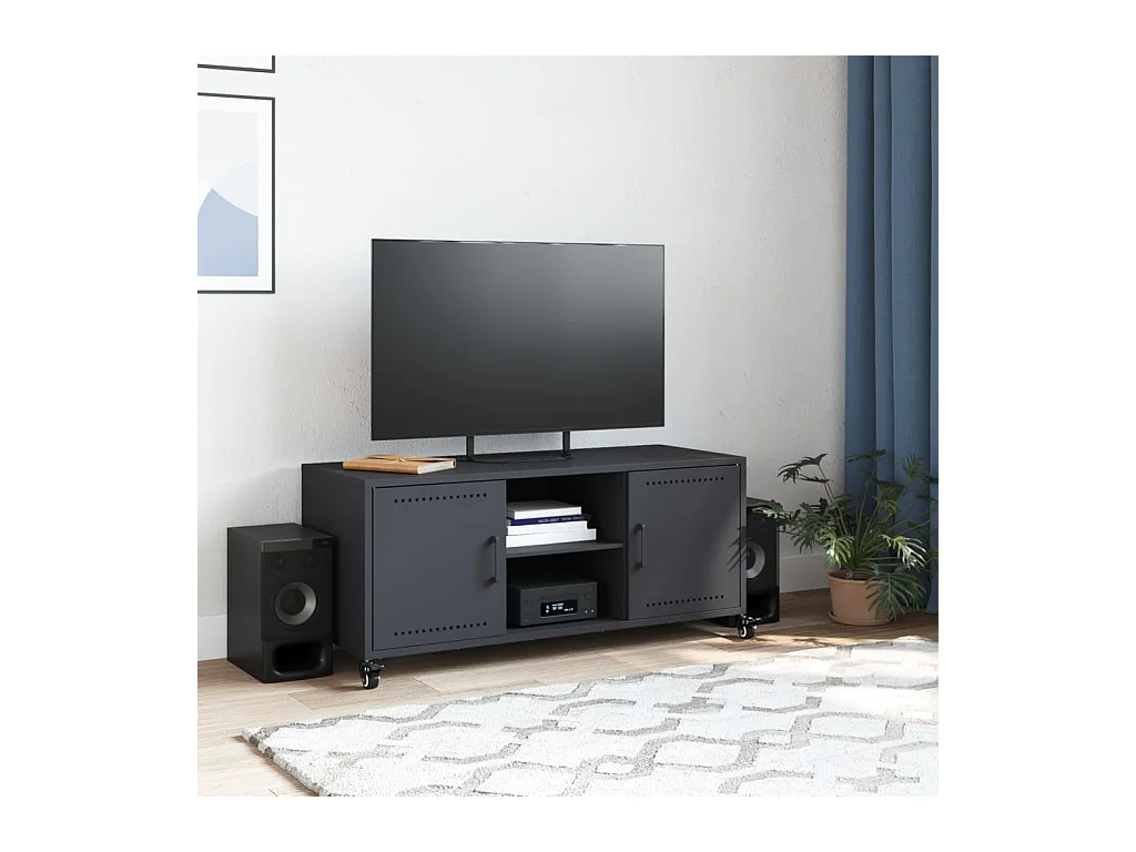Meuble TV anthracite 100,5x39x43,5 cm acier