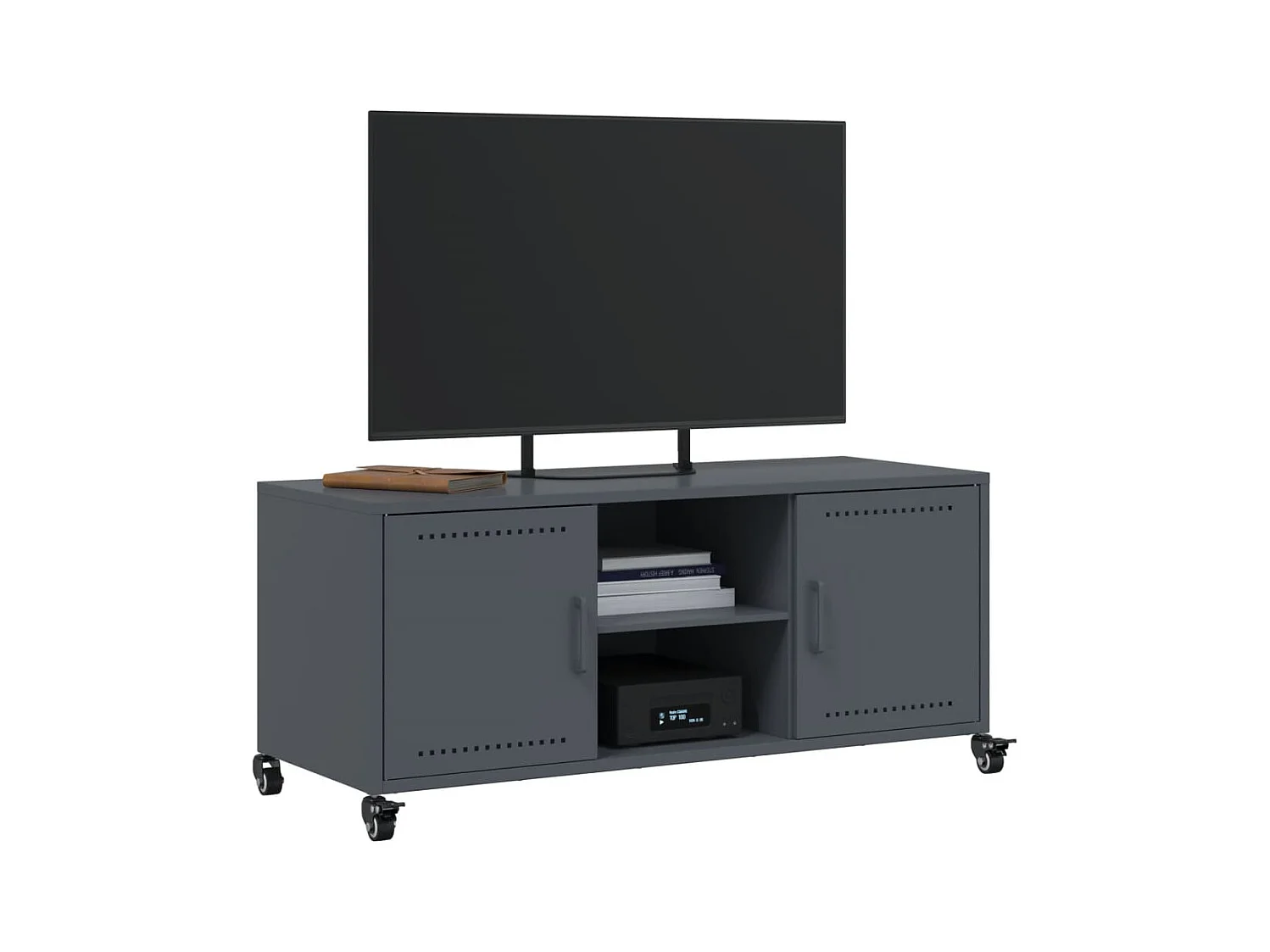 Meuble TV anthracite 100,5x39x43,5 cm acier