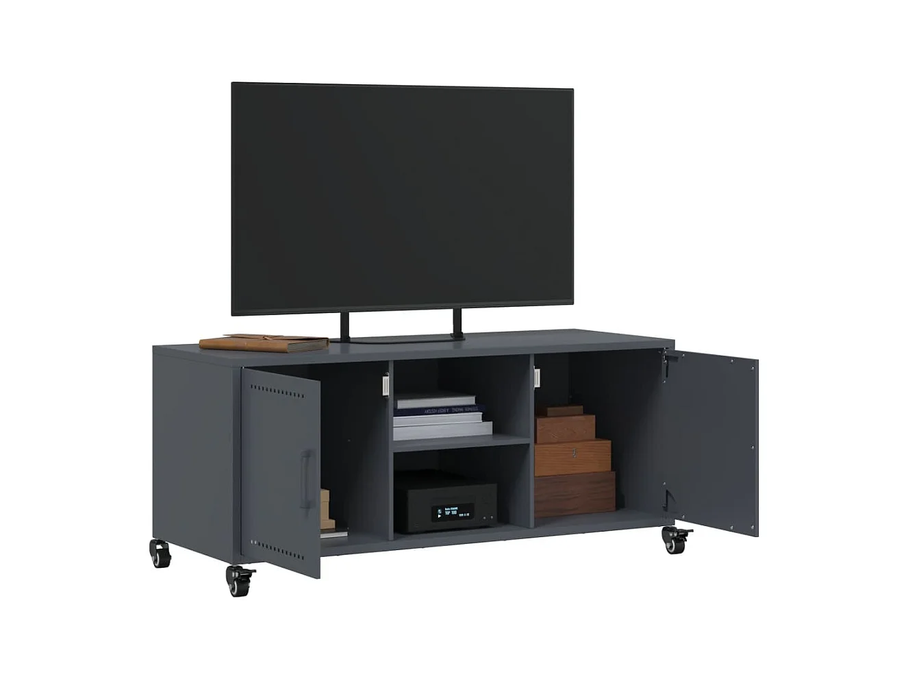 Meuble TV anthracite 100,5x39x43,5 cm acier