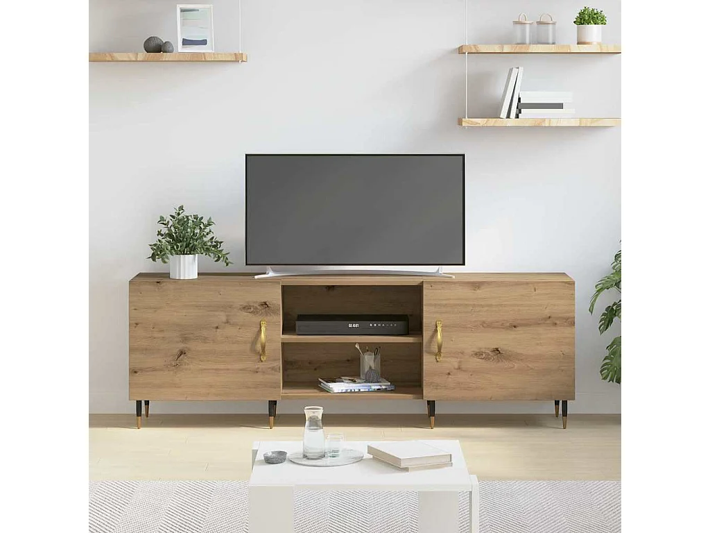 Meuble TV chêne artisanal 150 x 30 x 50 cm Bois d'ingénierie