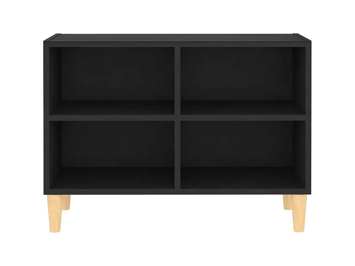 Meuble TV avec pieds en bois massif Noir 69,5x30x50 cm