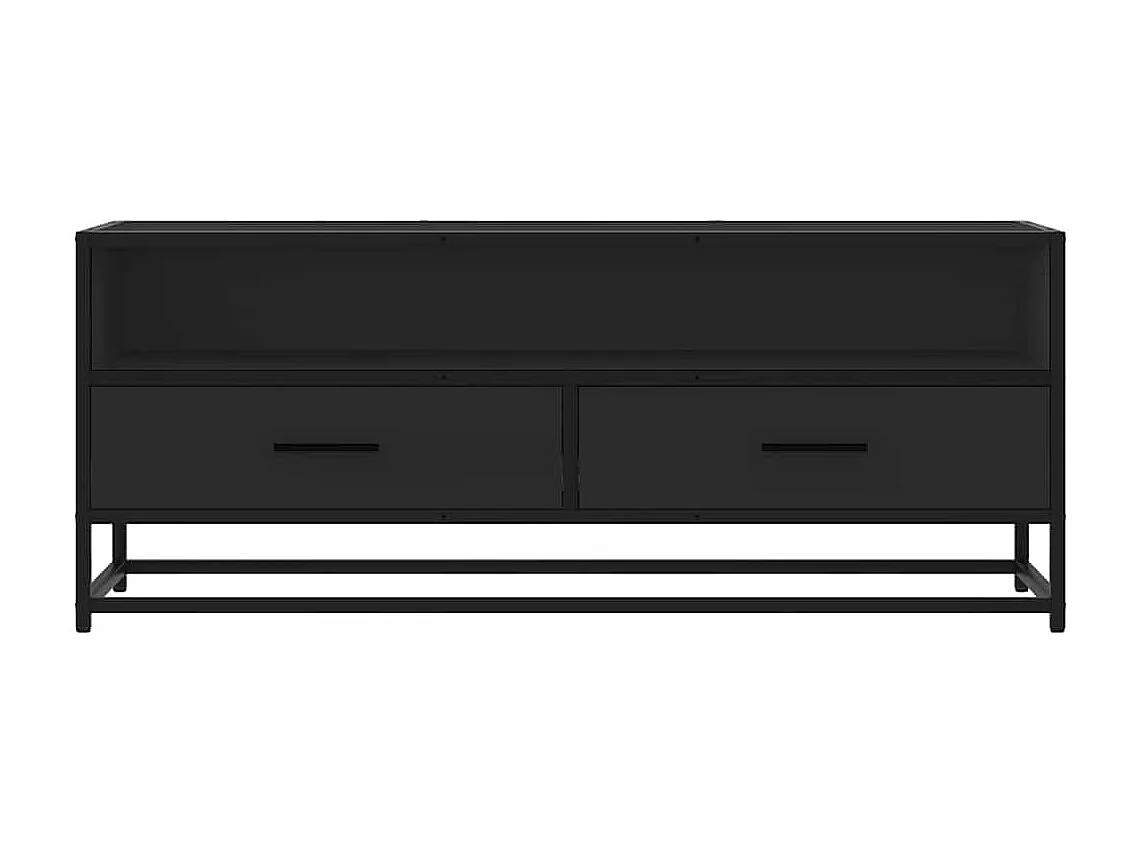 Meuble TV noir 100x34,5x40 cm bois d'ingénierie et métal
