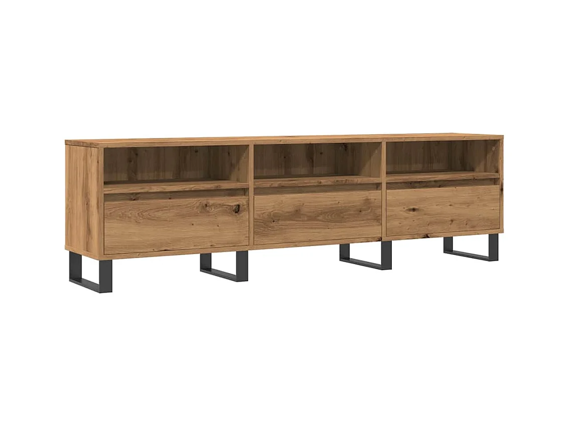 Meuble TV chêne artisanal 150x30x44,5 cm bois d'ingénierie