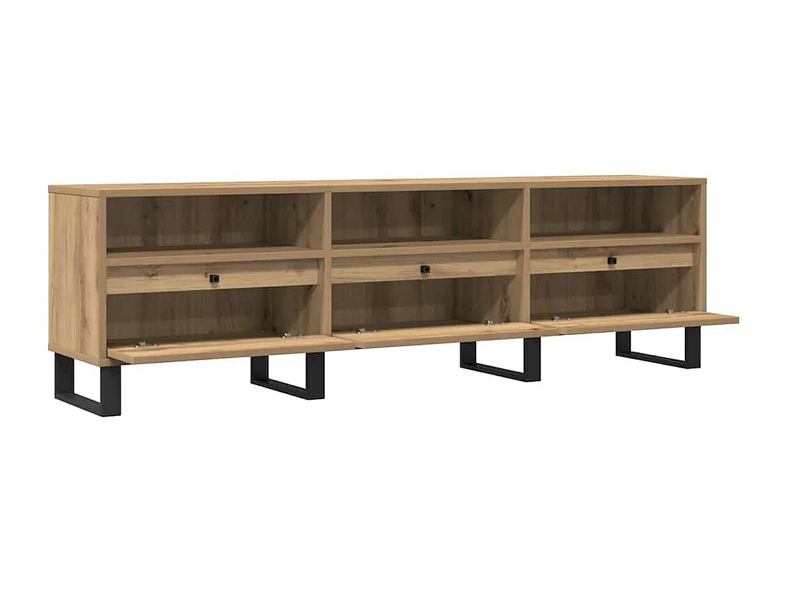 Meuble TV chêne artisanal 150x30x44,5 cm bois d'ingénierie