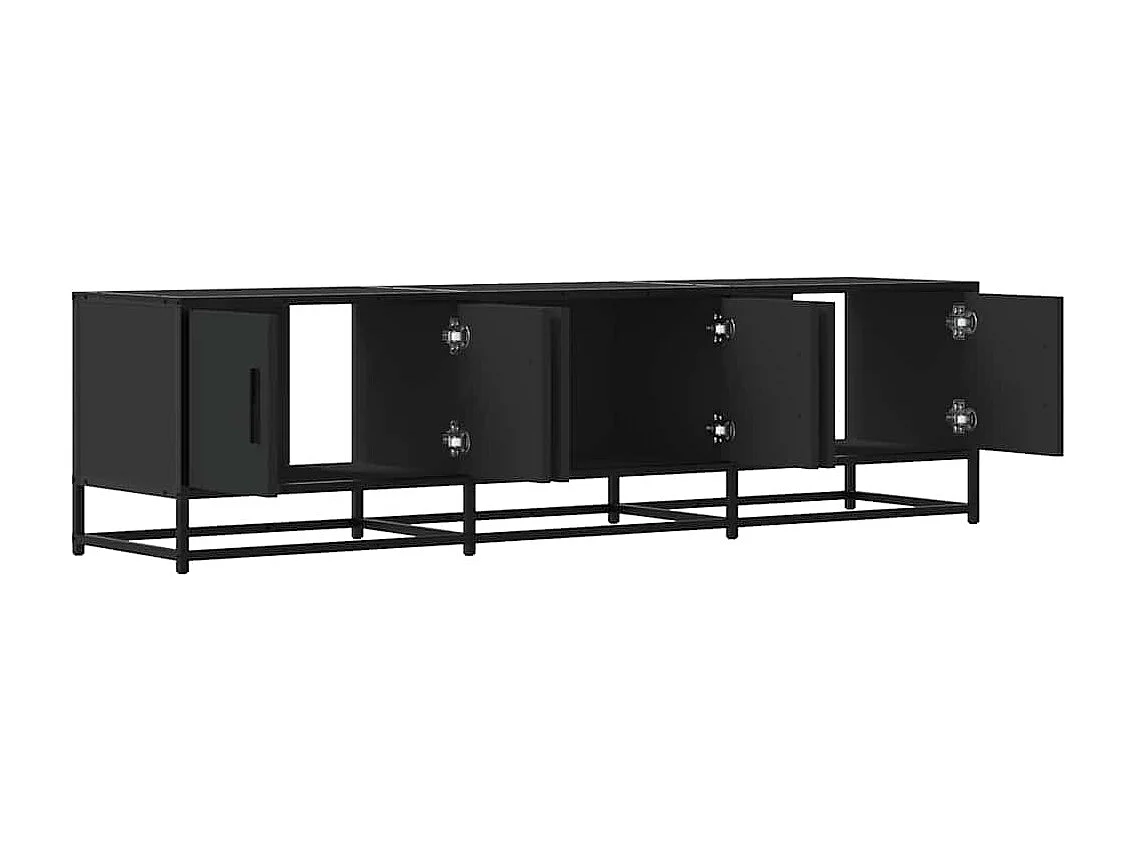 Meuble TV noir 150x35x41 cm bois d'ingénierie et métal